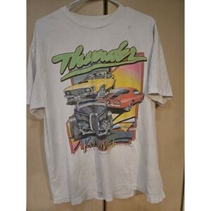Vintage 1984 Thunder Kustoms Hot Rod Muscle Car Single Stitch T Shirt USA L